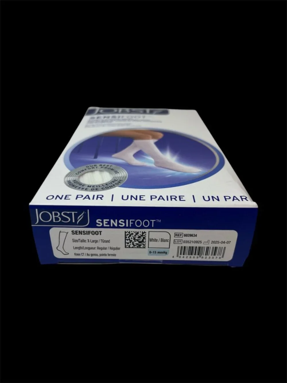 Jobst SensiFoot Diabetic Sock  XL White Knee High Mild Compression 8-15mmHg New